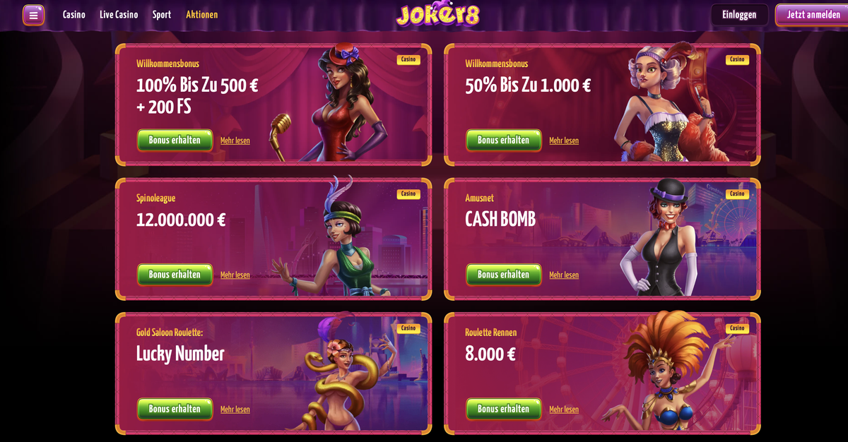 Joker8 Bonus und Promotionen Übersicht
